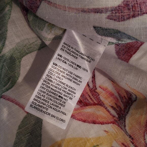 Chico's Linen Tropical Floral Print 3/4 Sleeve Blouse Size 12 - Picture 9 of 10